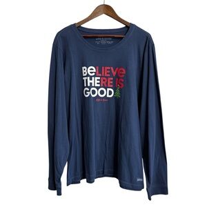 Life is Good shirt women’s XXXL 3XL‎ blue long sleeve believe holiday Christmas